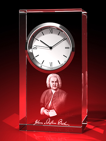 J.S. Bach : Johann Sebastian Bach - Uhr, Glas eckig – GLASFOTO.COM